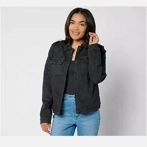 Belle Kim Gravel Vintage Style Utility Horn Button Jacket-Black-Medium-A652505